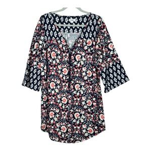 Lucky Brand Floral Print Night Gown Sleep Shirt Size S